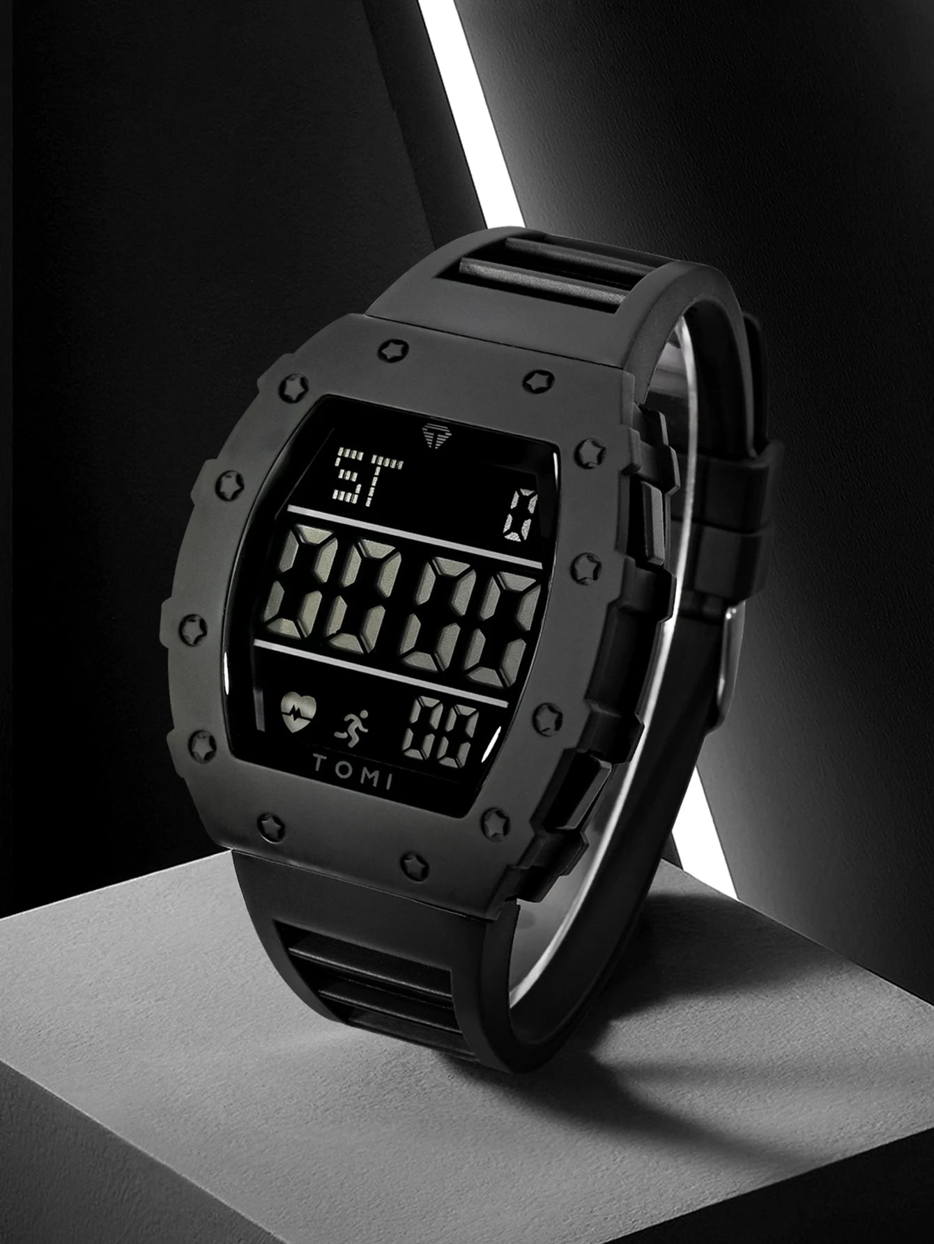 Tomi relógio digital led masculino barril de vinho relógio multifuncional ao ar livre à prova dwaterproof água fitness esportes relógio estudante