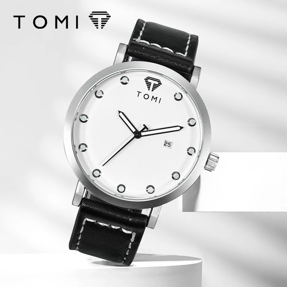 Tomi moda minimalista relógio masculino ao ar livre militar mostrador redondo relógio de quartzo de negócios masculino versátil retro relógio festival presente