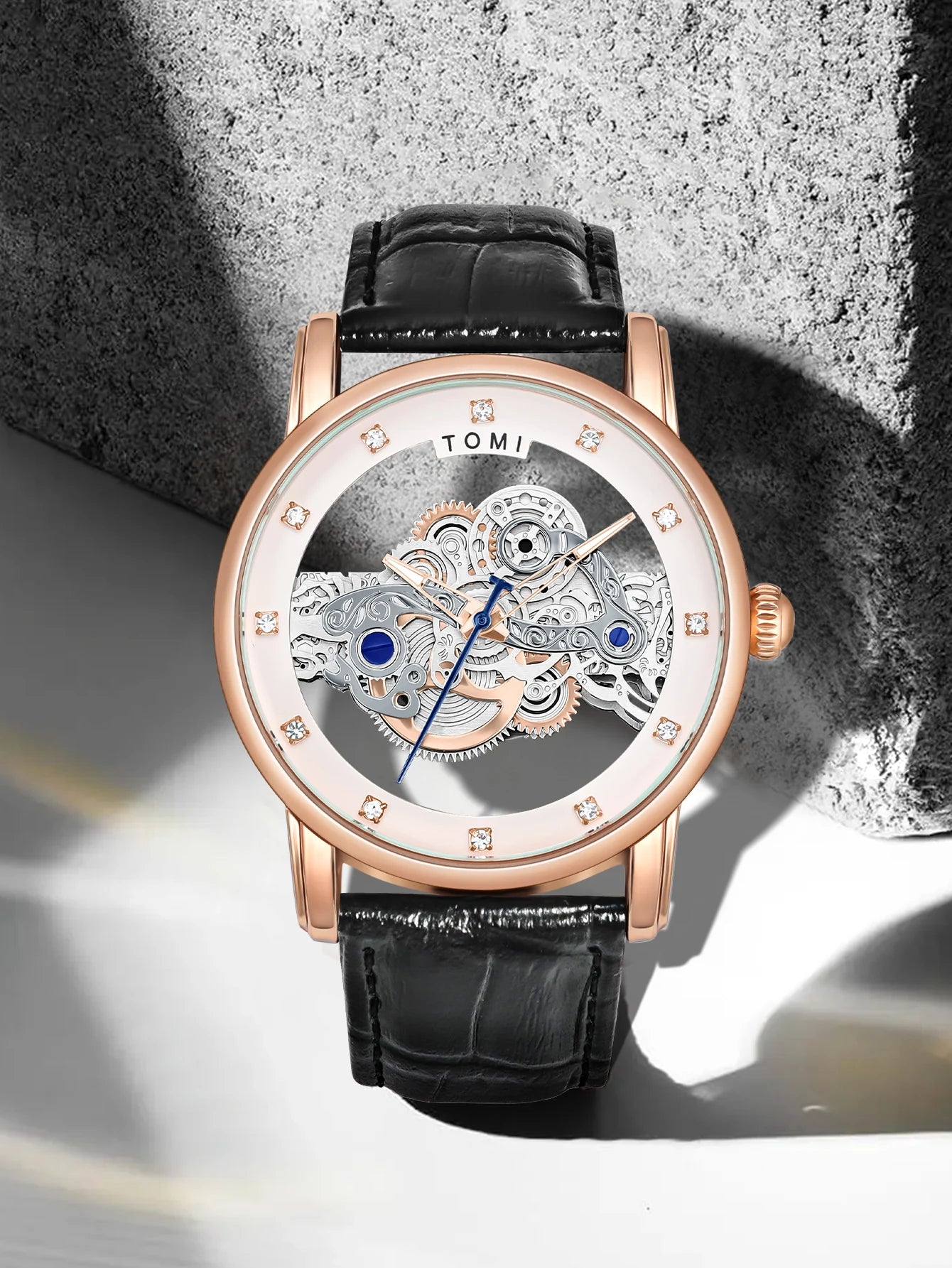 TOMI Novo relógio popular de luxo casual masculino e feminino relógio de quartzo com diamante oco