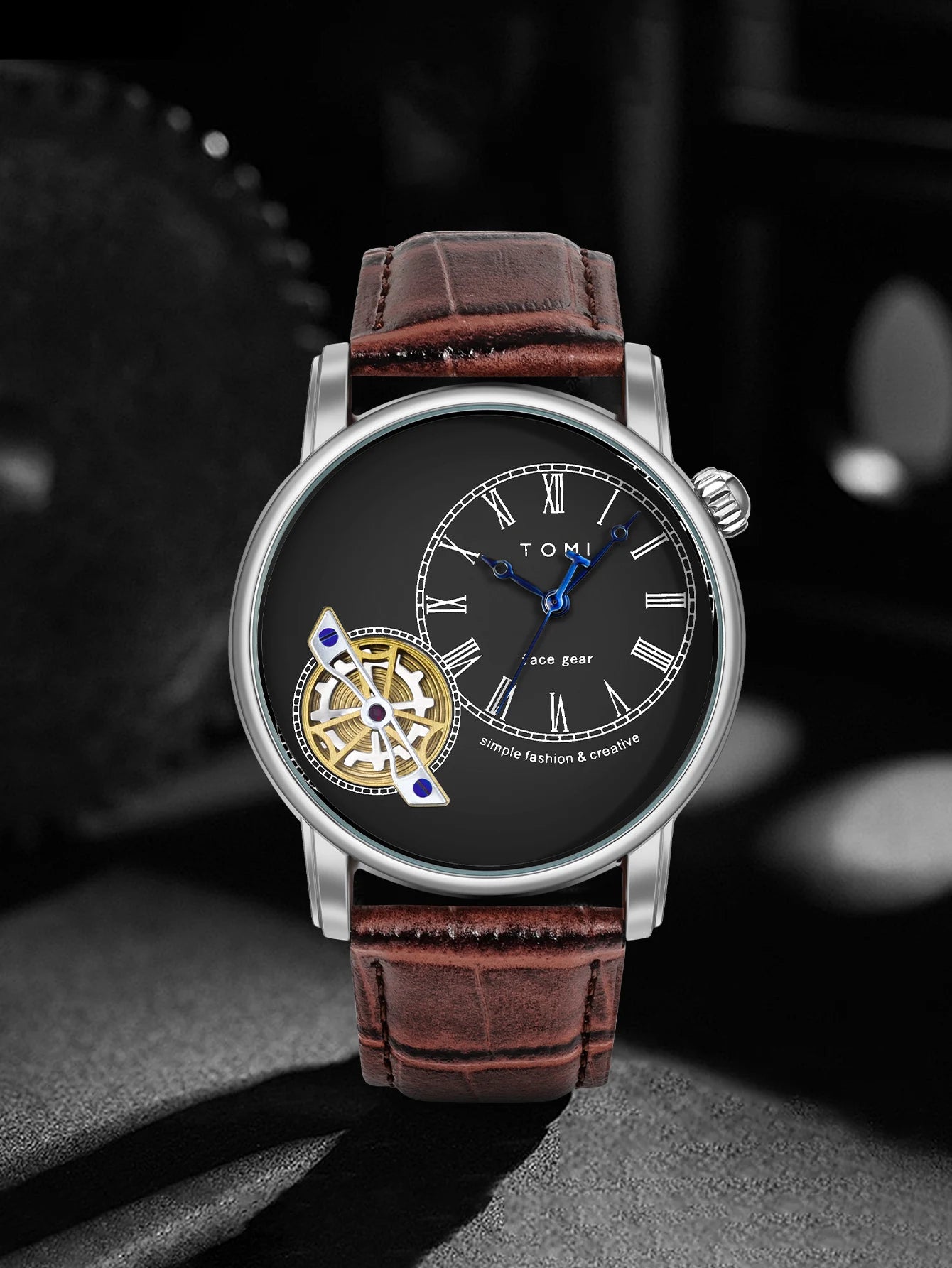 Tomi conjunto caixa de presente luxo e elegante relógio de quartzo masculino calendário de lazer pulseira dupla relógio de quartzo presente do festival