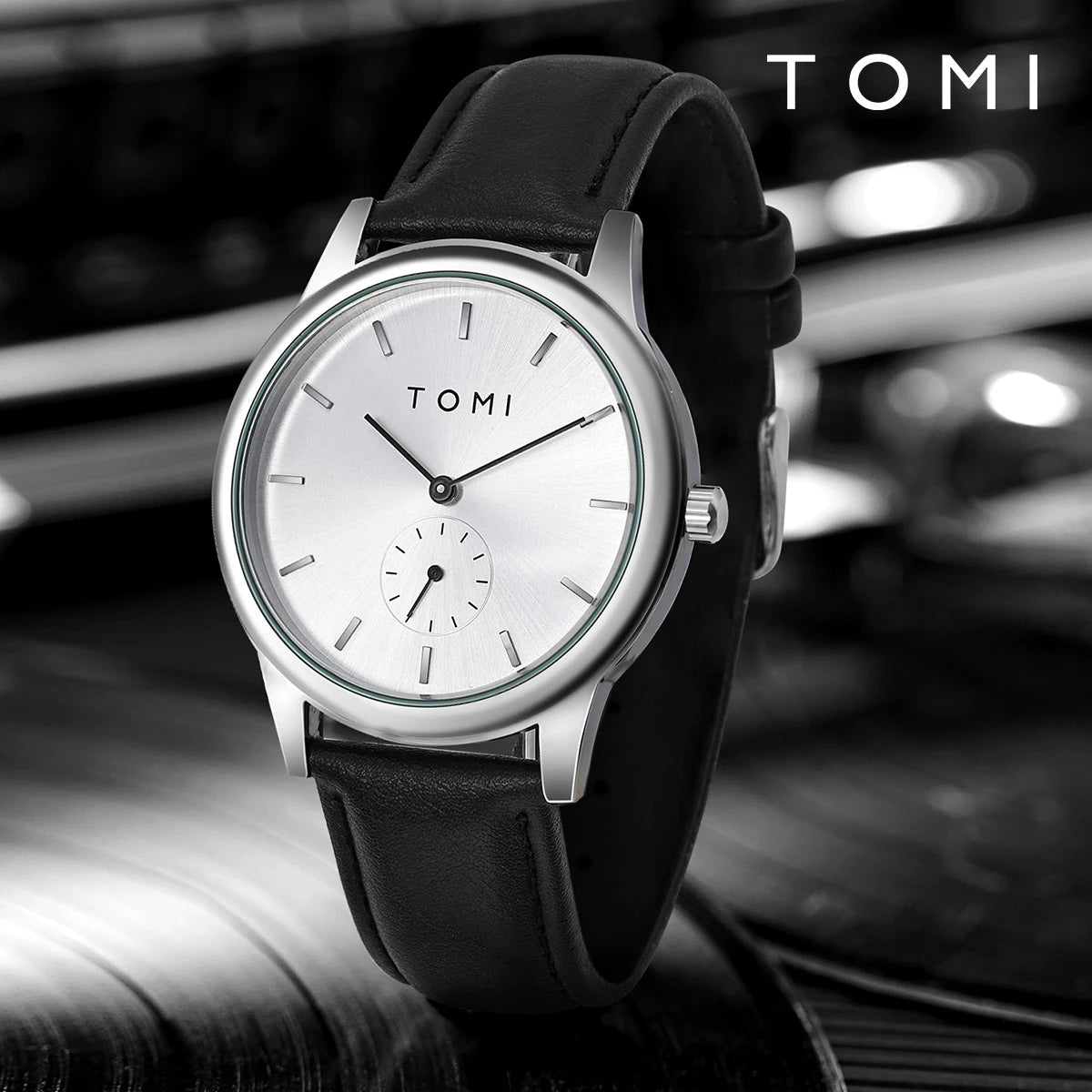 TOMI Fashion Masculino Relógio de quartzo com meio cinto de dois pinos casual e minimalista masculino