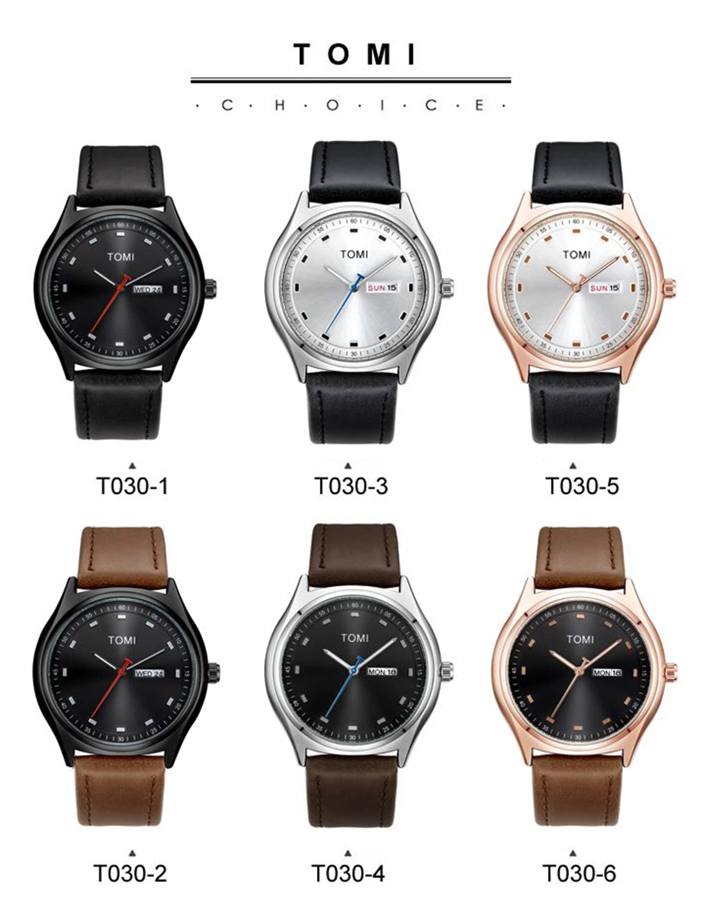 Tomi relógio masculino minimalista negócios casual relógio de quartzo masculino e feminino calendário elegante e versátil relógio de quartzo