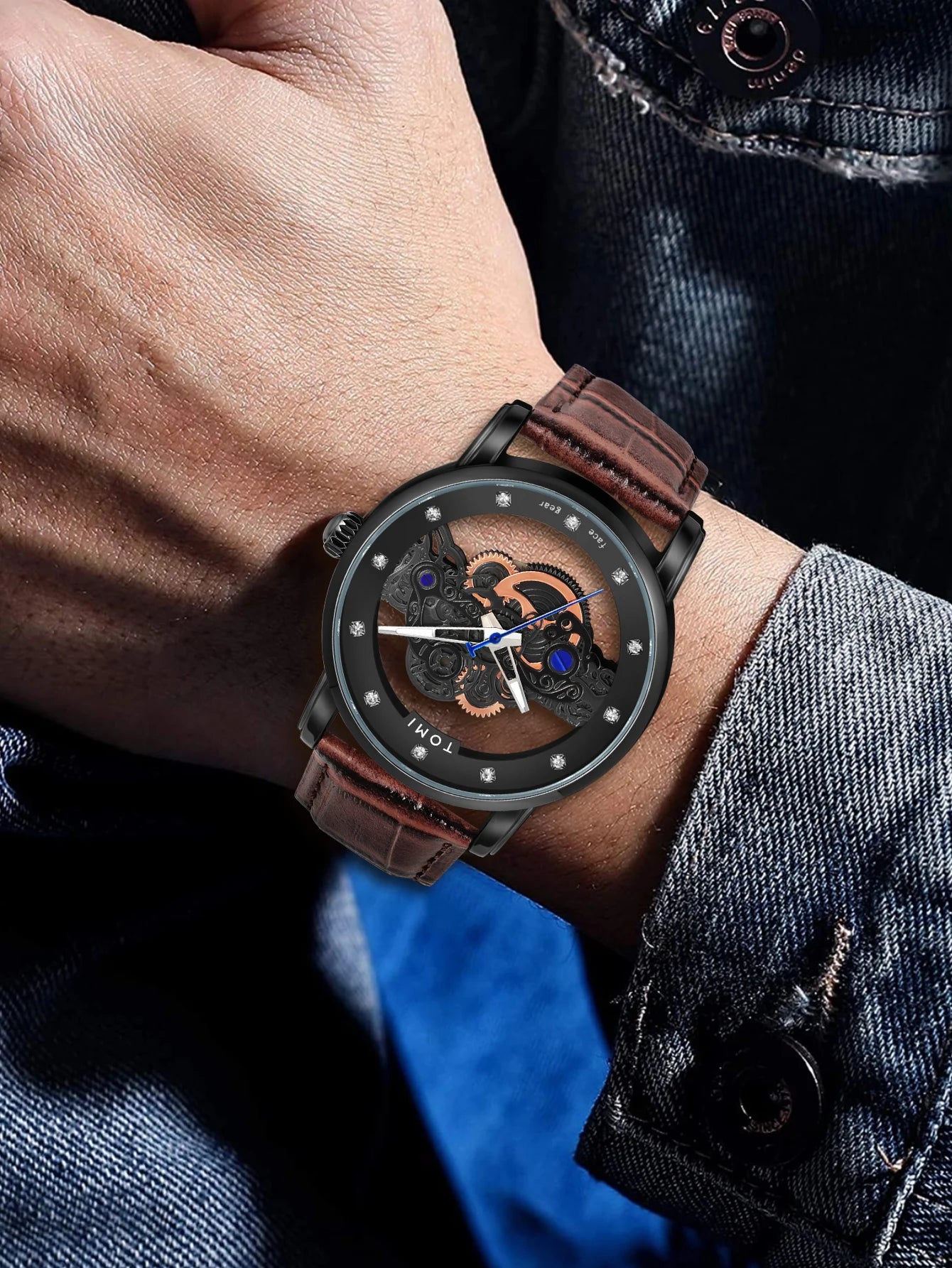 TOMI Novo relógio popular de luxo casual masculino e feminino relógio de quartzo com diamante oco