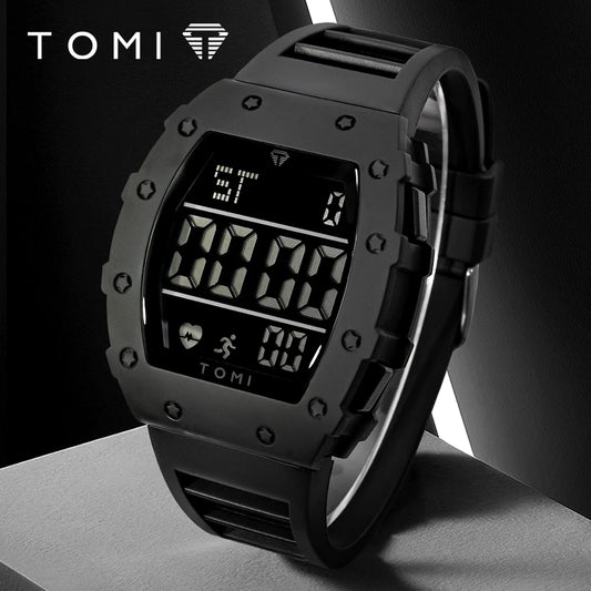 Tomi relógio digital led masculino barril de vinho relógio multifuncional ao ar livre à prova dwaterproof água fitness esportes relógio estudante