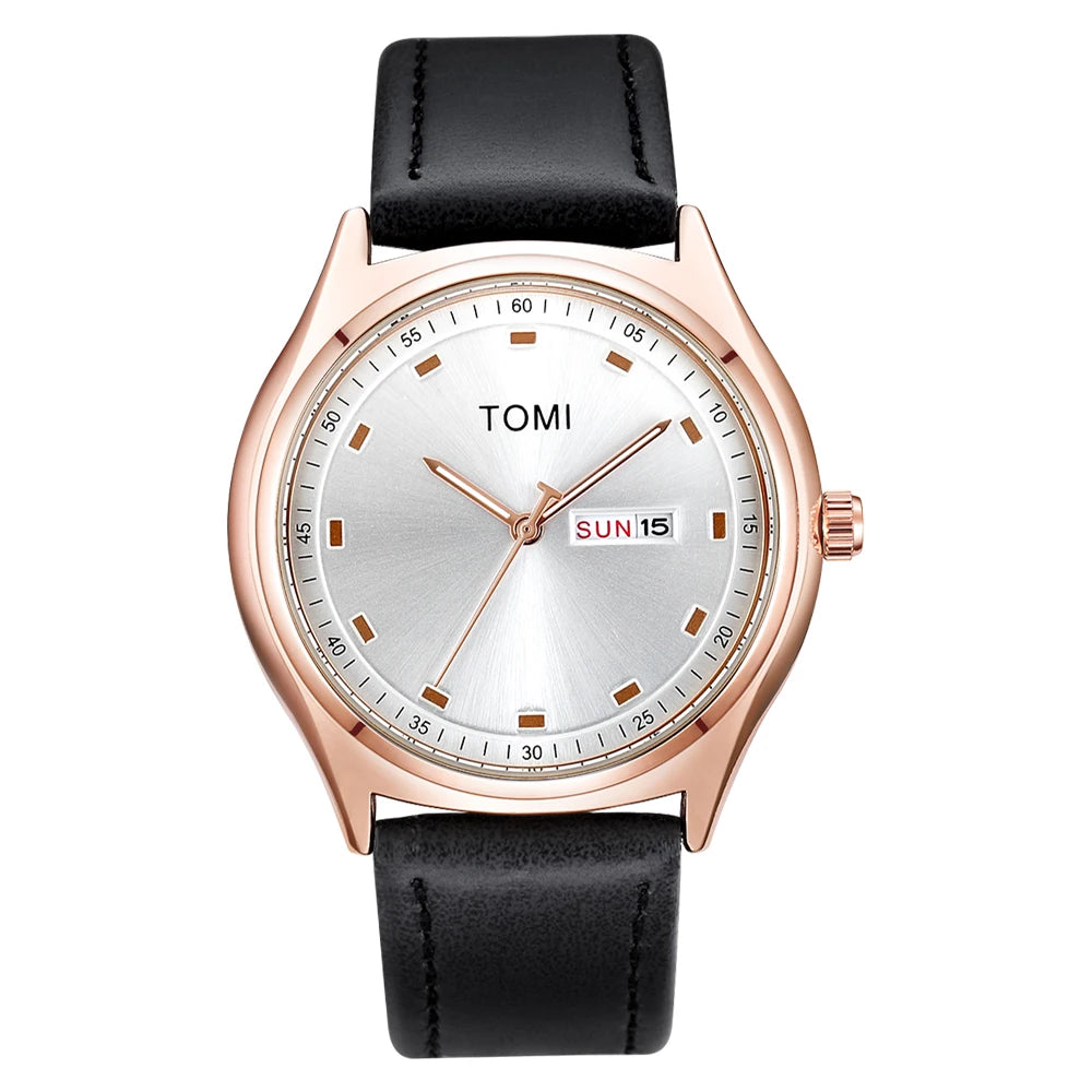Tomi relógio masculino minimalista negócios casual relógio de quartzo masculino e feminino calendário elegante e versátil relógio de quartzo