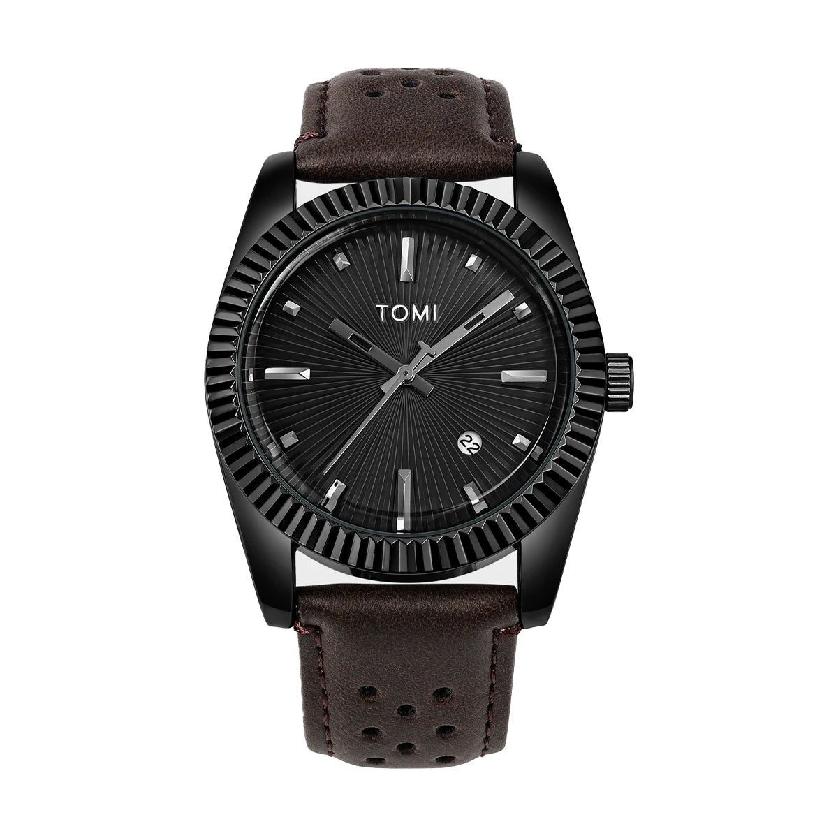 TOMI Moda Masculina Clássico Relógio Masculino e Feminino Versátil Tendência Calendário de Negócios Relógio de Quartzo de Couro Marrom