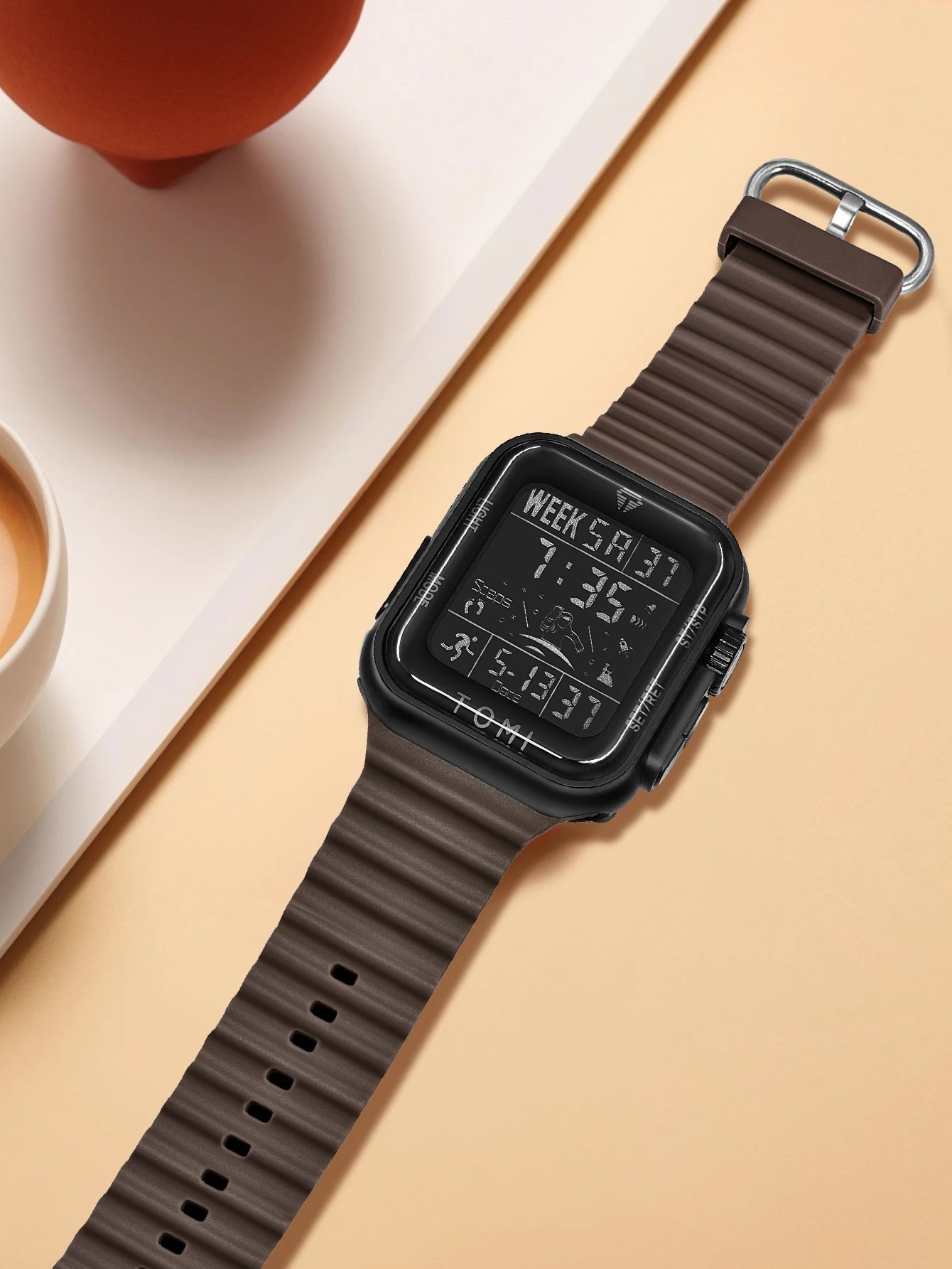 TOMI Pro Mens Smartwatch 1.86 '' AMOLED Tela Sensível Ao Toque Quadrado, Mostrador Obsidian, Data/Tempo/Semana Excluso Design Minimalista Elegante