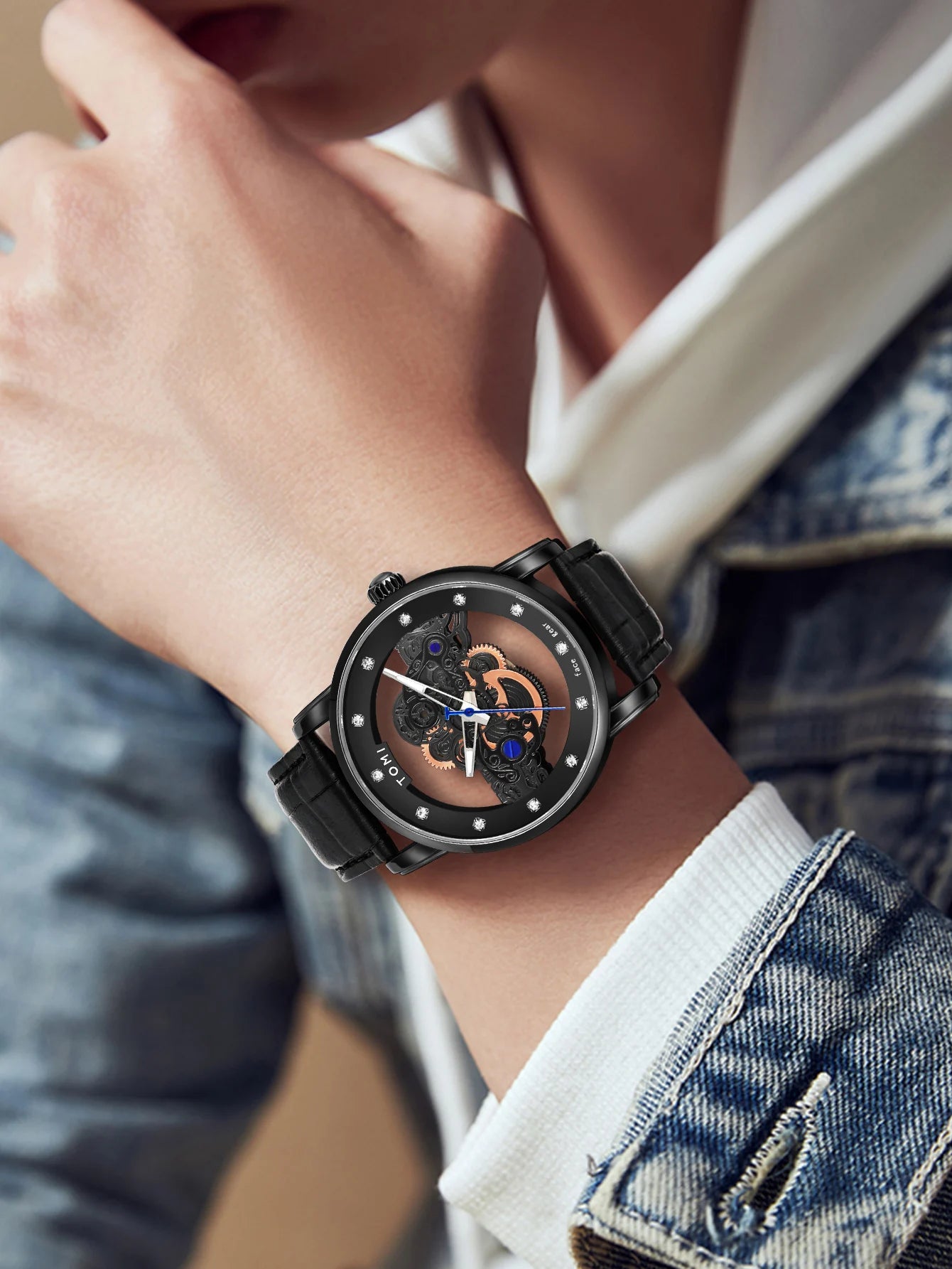 TOMI Novo relógio popular de luxo casual masculino e feminino relógio de quartzo com diamante oco