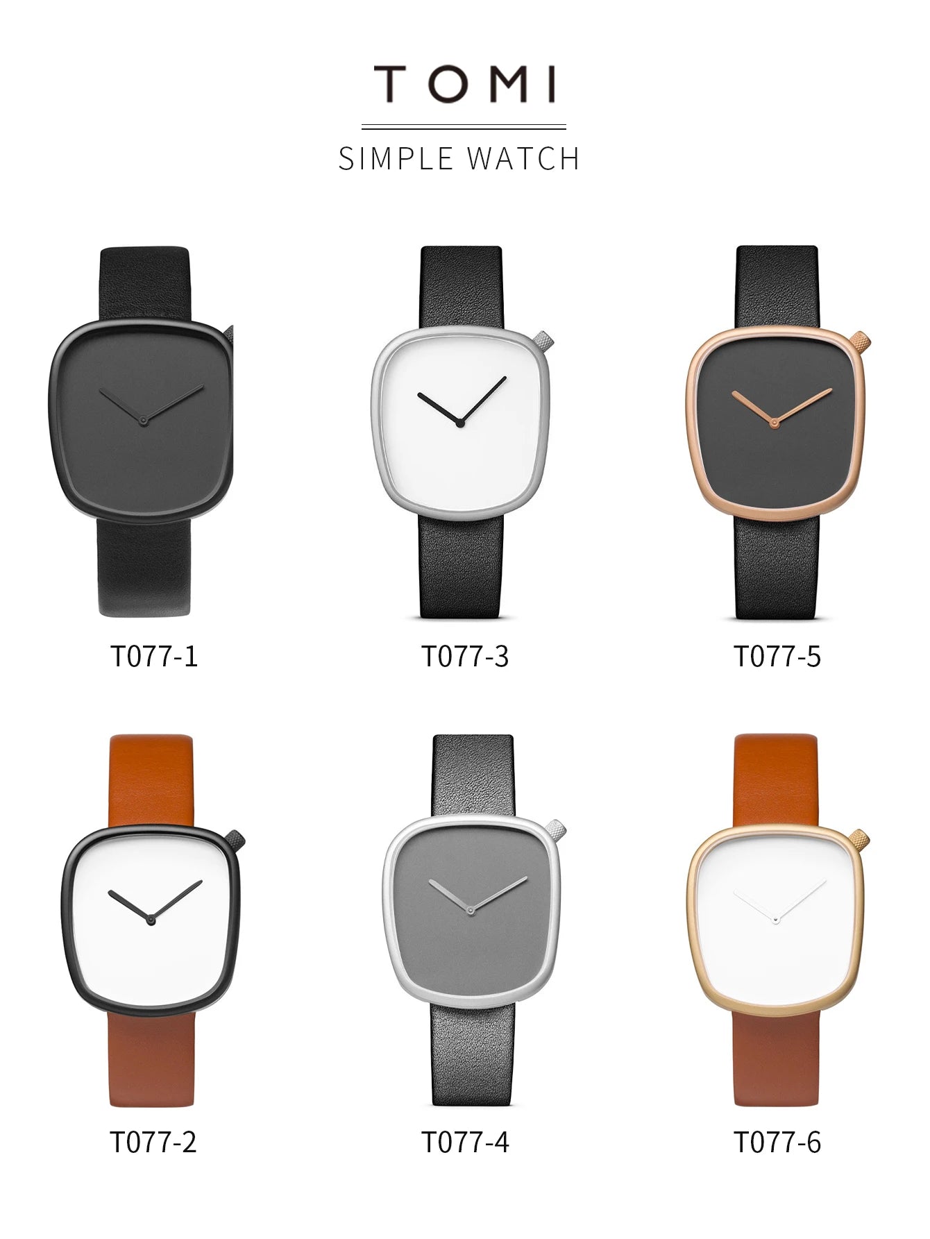 Tomi relógio minimalista masculino quadrado moda ultra fino relógio minimalista feminino de alta qualidade elegante relógio de quartzo presente