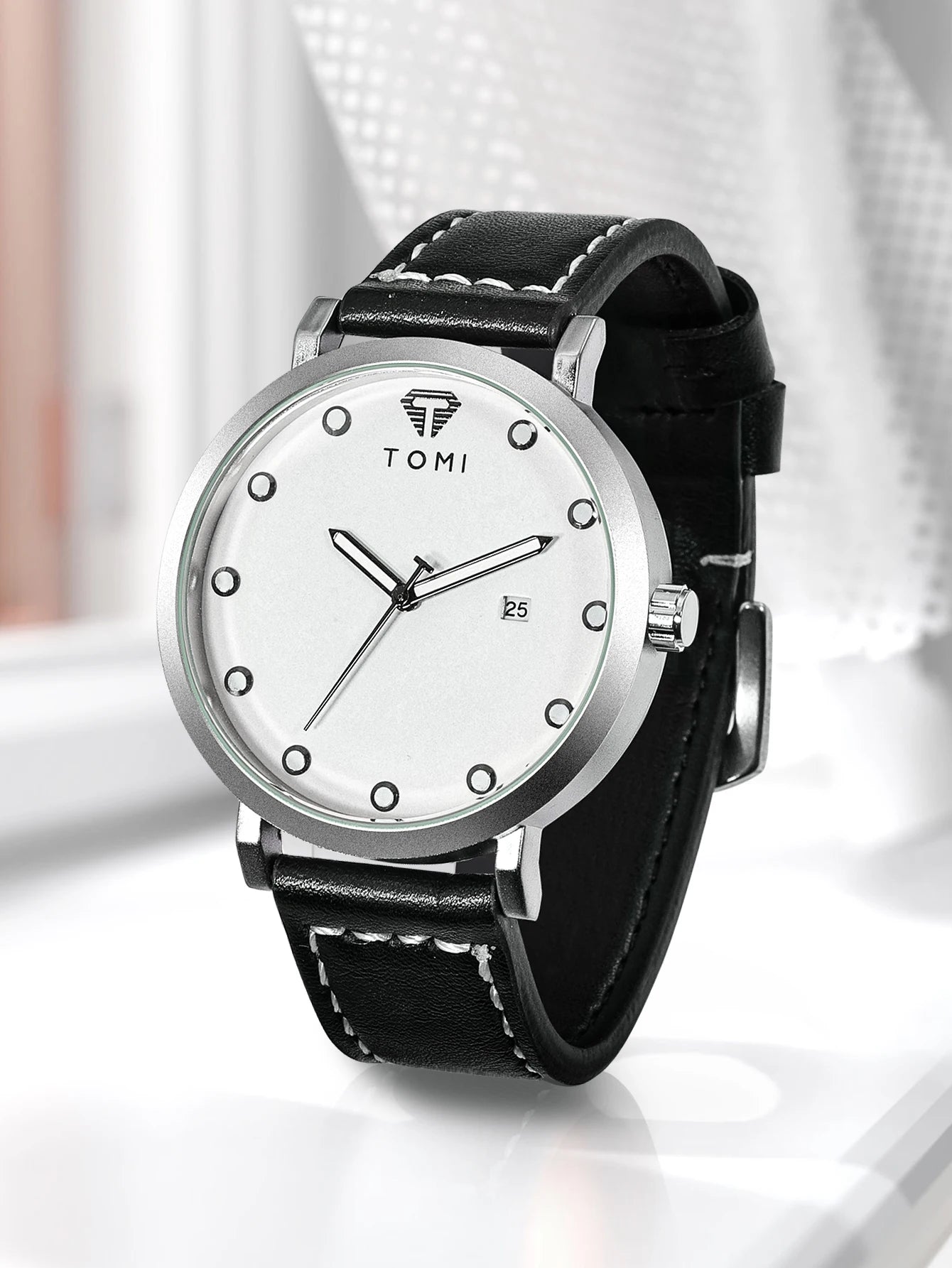 Tomi moda minimalista relógio masculino ao ar livre militar mostrador redondo relógio de quartzo de negócios masculino versátil retro relógio festival presente