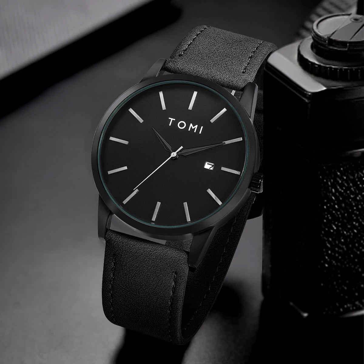 Relógio masculino da moda da marca TOMI luxuoso relógio de quartzo com design de mostrador de disco pequeno
