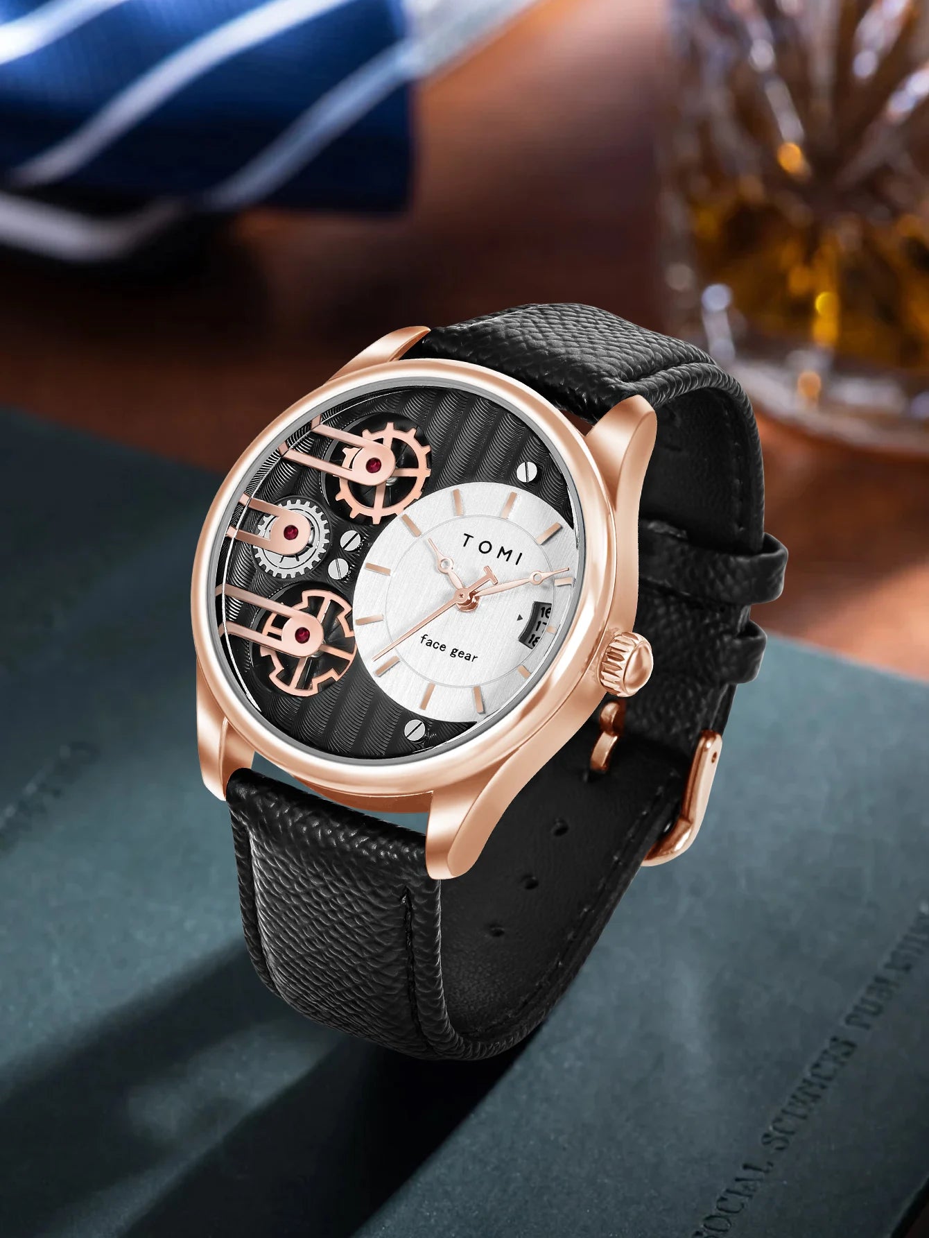 Relógio de quartzo de pulseira destacável TOMI masculino, conjunto combinado caixa presente, luxo e negócios simples, presente Festival