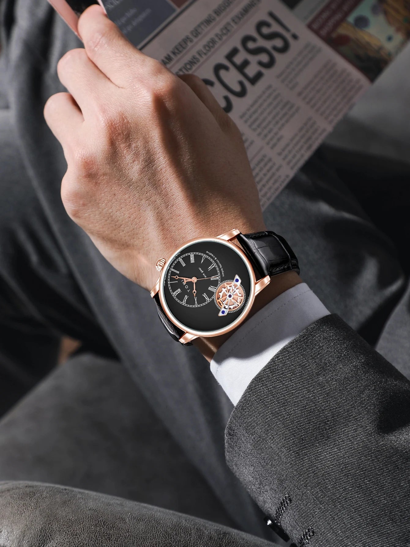 Tomi conjunto caixa de presente luxo e elegante relógio de quartzo masculino calendário de lazer pulseira dupla relógio de quartzo presente do festival