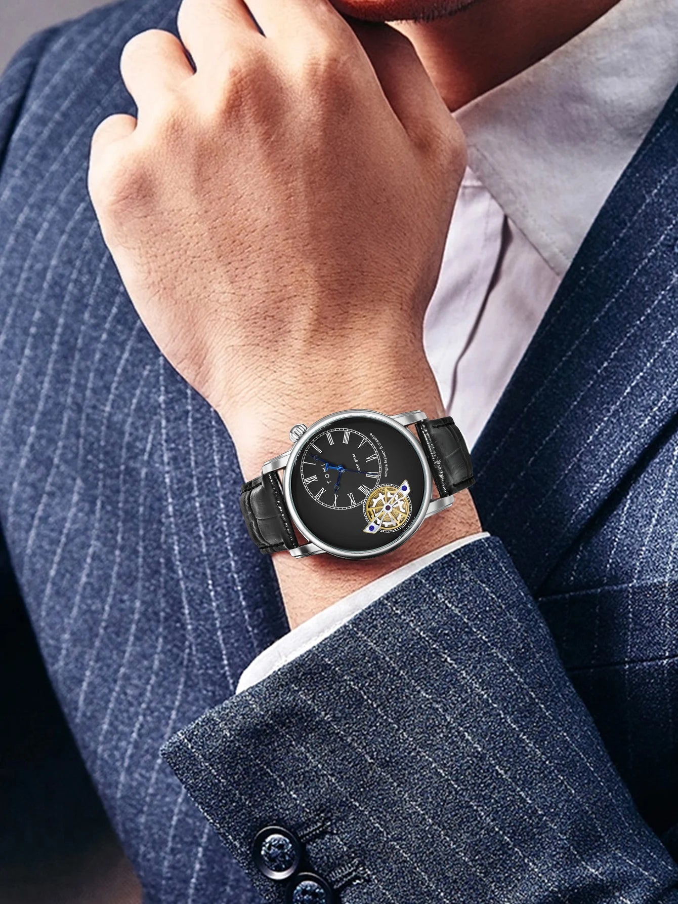 Tomi conjunto caixa de presente luxo e elegante relógio de quartzo masculino calendário de lazer pulseira dupla relógio de quartzo presente do festival