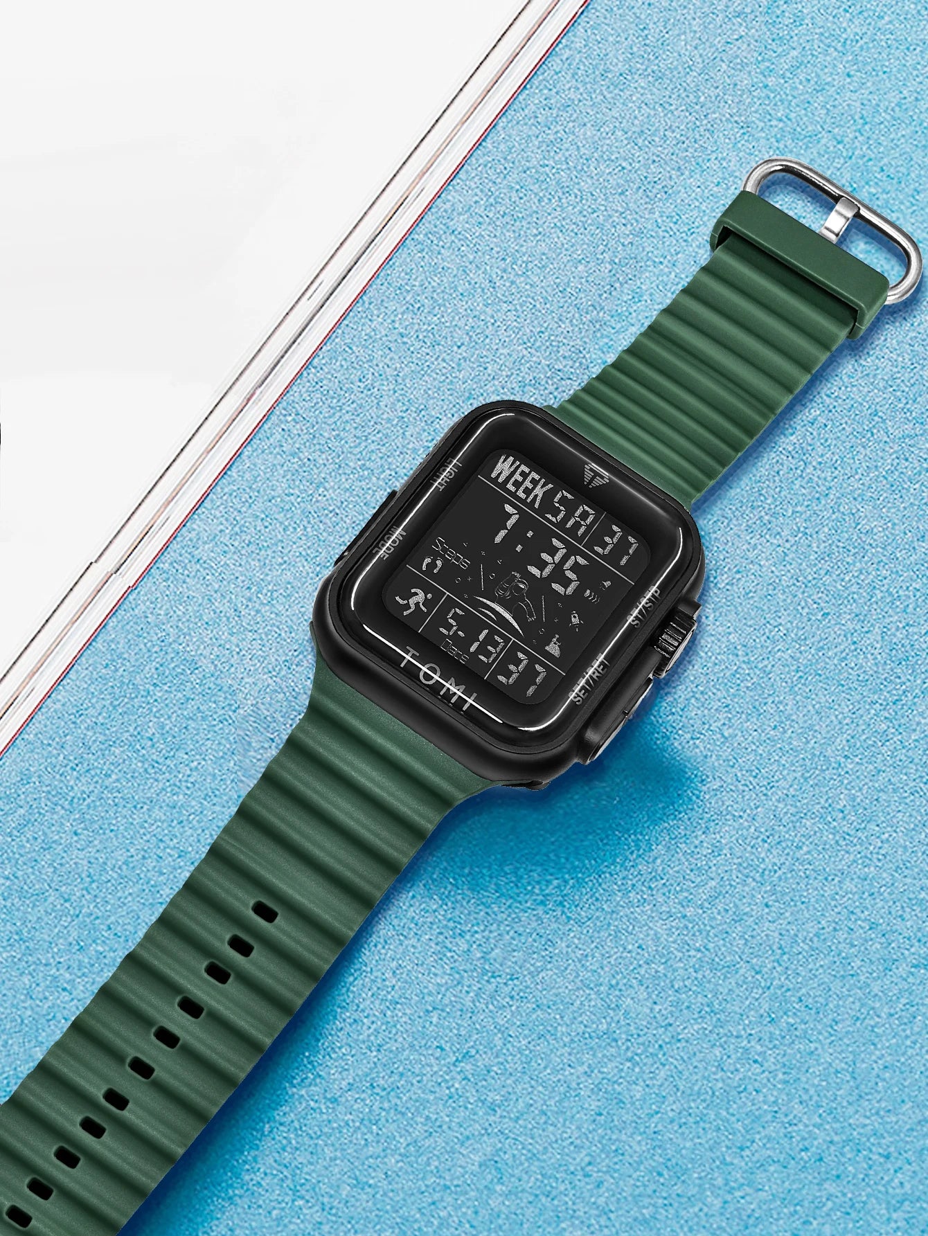 TOMI Pro Mens Smartwatch 1.86 '' AMOLED Tela Sensível Ao Toque Quadrado, Mostrador Obsidian, Data/Tempo/Semana Excluso Design Minimalista Elegante