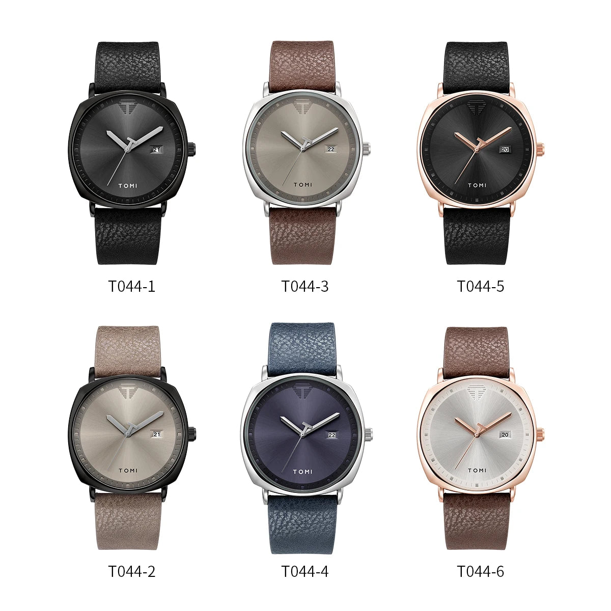 TOMI Relógio Masculino Minimalista Moda Esportes Relógio Calendário Couro Casual Relógio de Quartzo