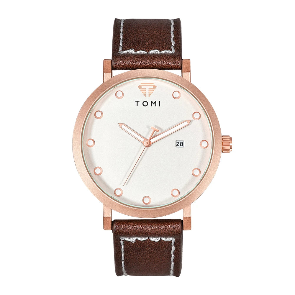 Tomi moda minimalista relógio masculino ao ar livre militar mostrador redondo relógio de quartzo de negócios masculino versátil retro relógio festival presente