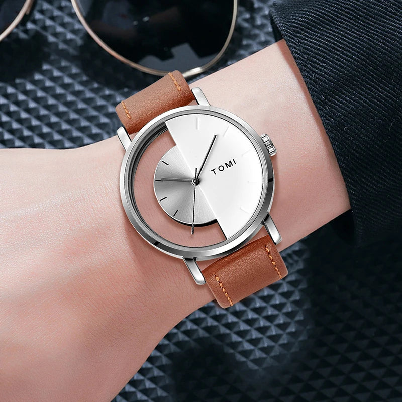 Relógio de quartzo com design oco simples da moda TOMI