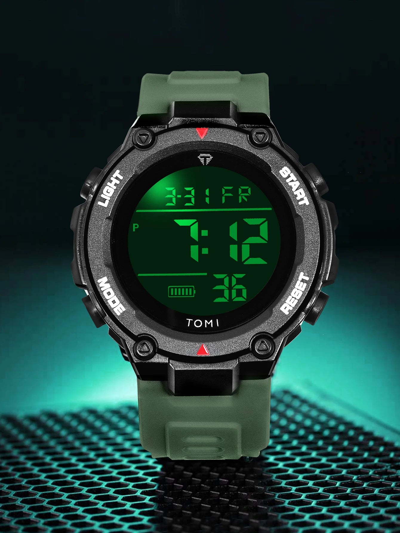 TOMI Relógio Digital Tático Militar Verde Preto 4 Botões Modos Esportivos À Prova de Choque À Prova D 'Água Caminhadas Ao Ar Livre