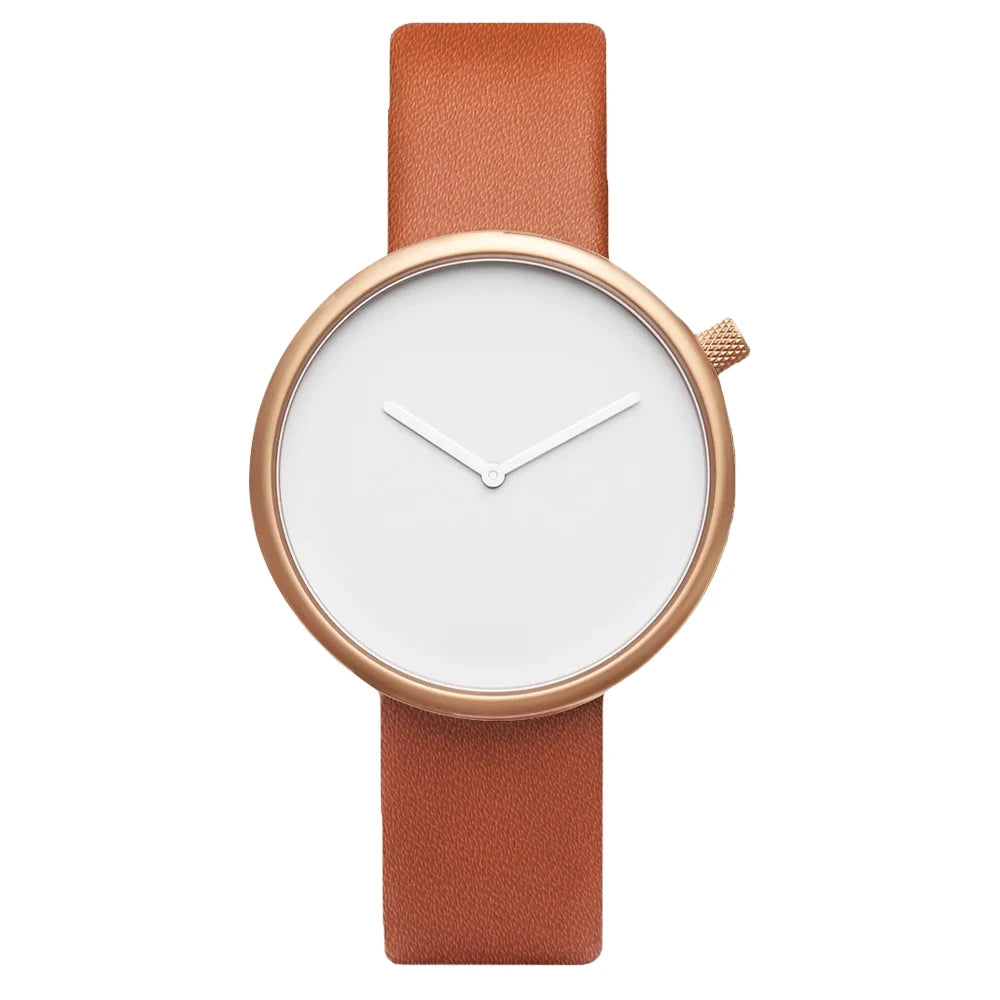 Tomi feminino estilo minimalista relógio de couro feminino pequeno disco scaleless moda relógio minimalista feminino lazer relógio de quartzo