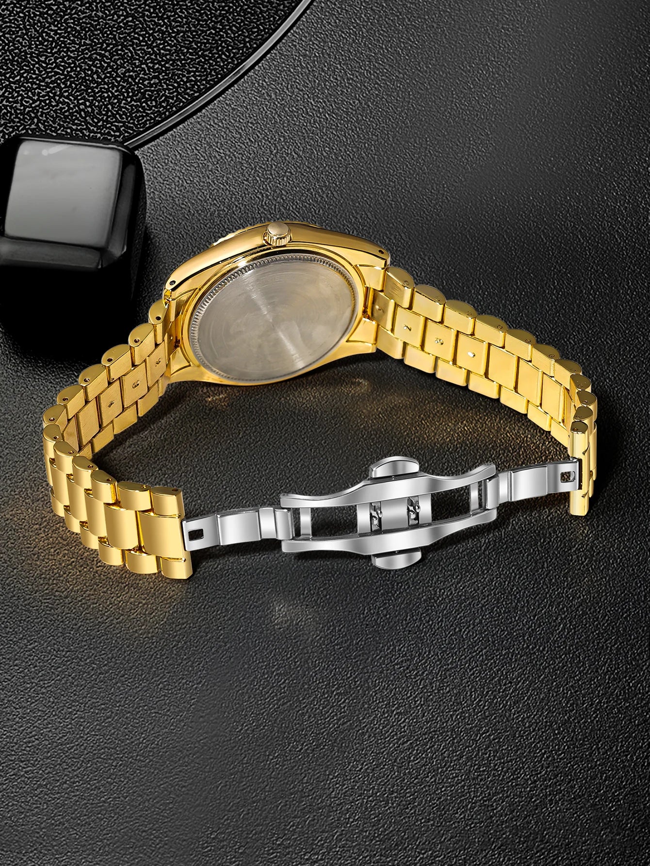 Tomi novo relógio masculino broche anel caixa de presente conjunto luxo negócios pulseira aço inoxidável calendário casual relógio quartzo reloj