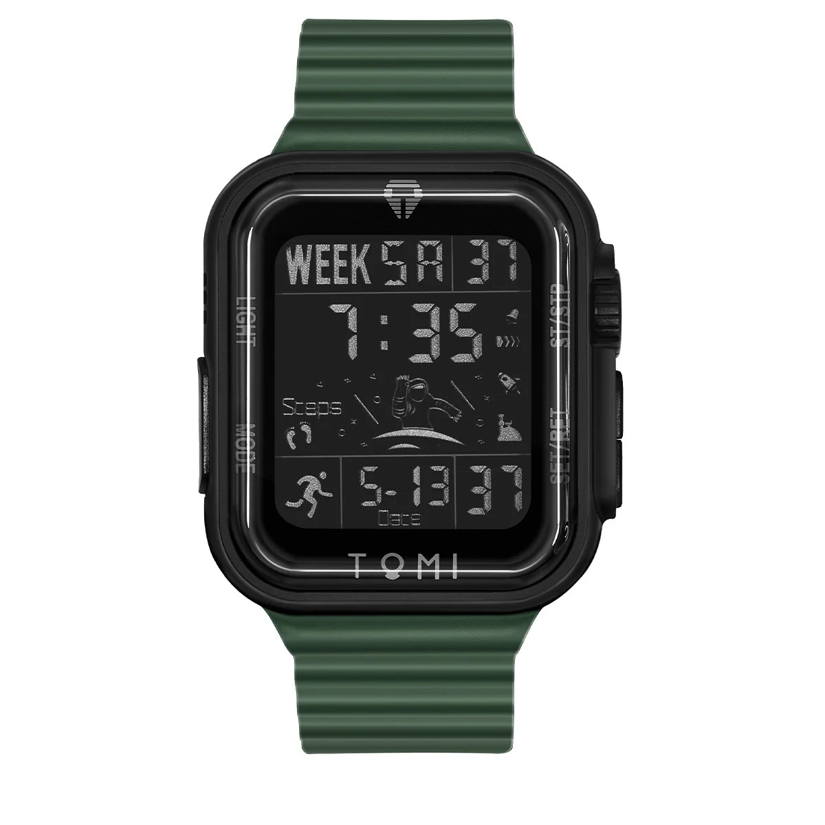 TOMI Pro Mens Smartwatch 1.86 '' AMOLED Tela Sensível Ao Toque Quadrado, Mostrador Obsidian, Data/Tempo/Semana Excluso Design Minimalista Elegante