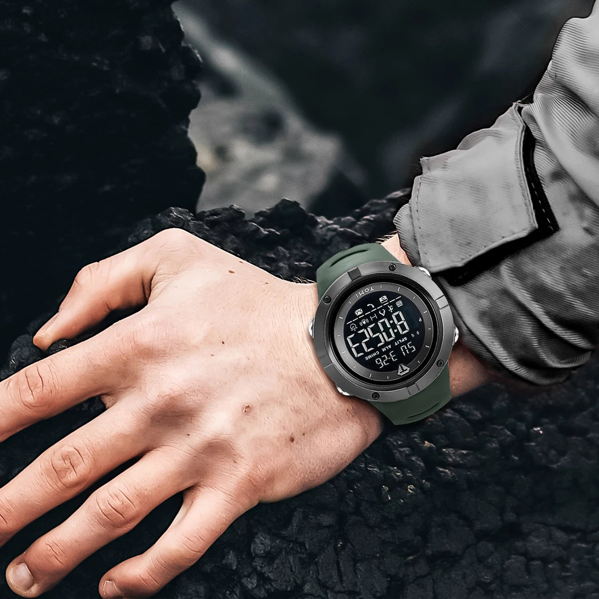 Relógio masculino TOMI Night Glow à prova d'água moda digital TPU material relógio esportivo