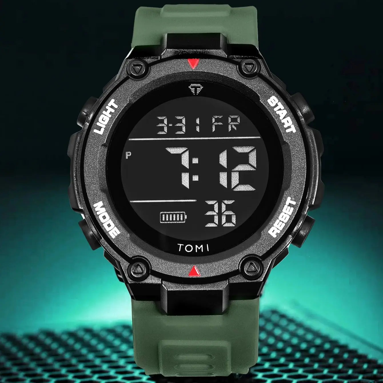 TOMI Relógio Digital Tático Militar Verde Preto 4 Botões Modos Esportivos À Prova de Choque À Prova D 'Água Caminhadas Ao Ar Livre