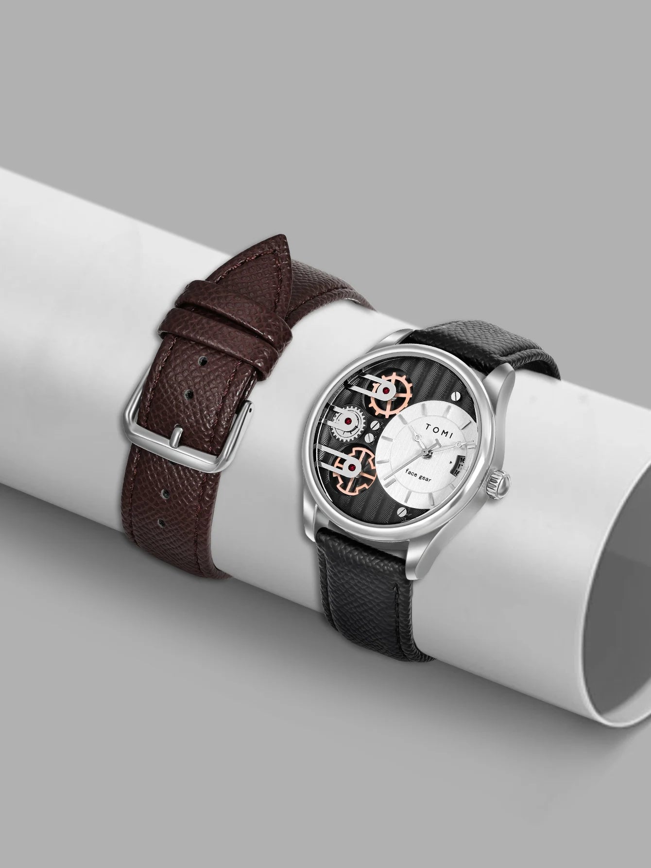 Relógio de quartzo de pulseira destacável TOMI masculino, conjunto combinado caixa presente, luxo e negócios simples, presente Festival