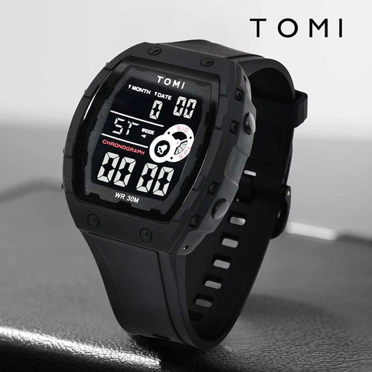 TOMI Esporte Masculino Multi funcional Relógio Esportivo Ao Ar Livre À Prova D 'Água Data Luminosa LED Digital Estudante Relógio Eletrônico