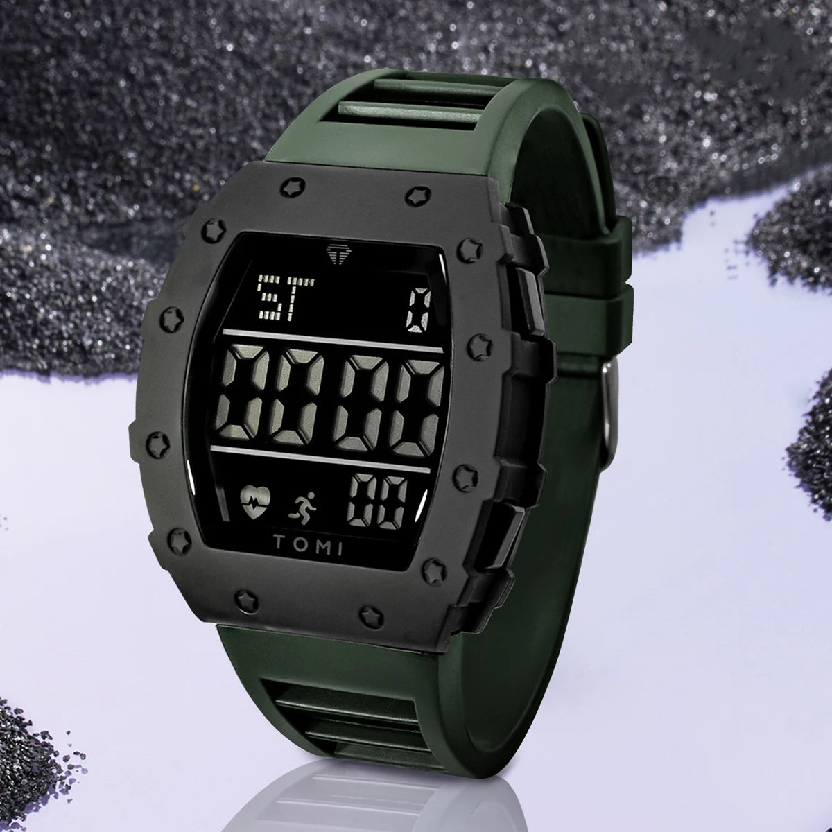 Tomi relógio digital led masculino barril de vinho relógio multifuncional ao ar livre à prova dwaterproof água fitness esportes relógio estudante