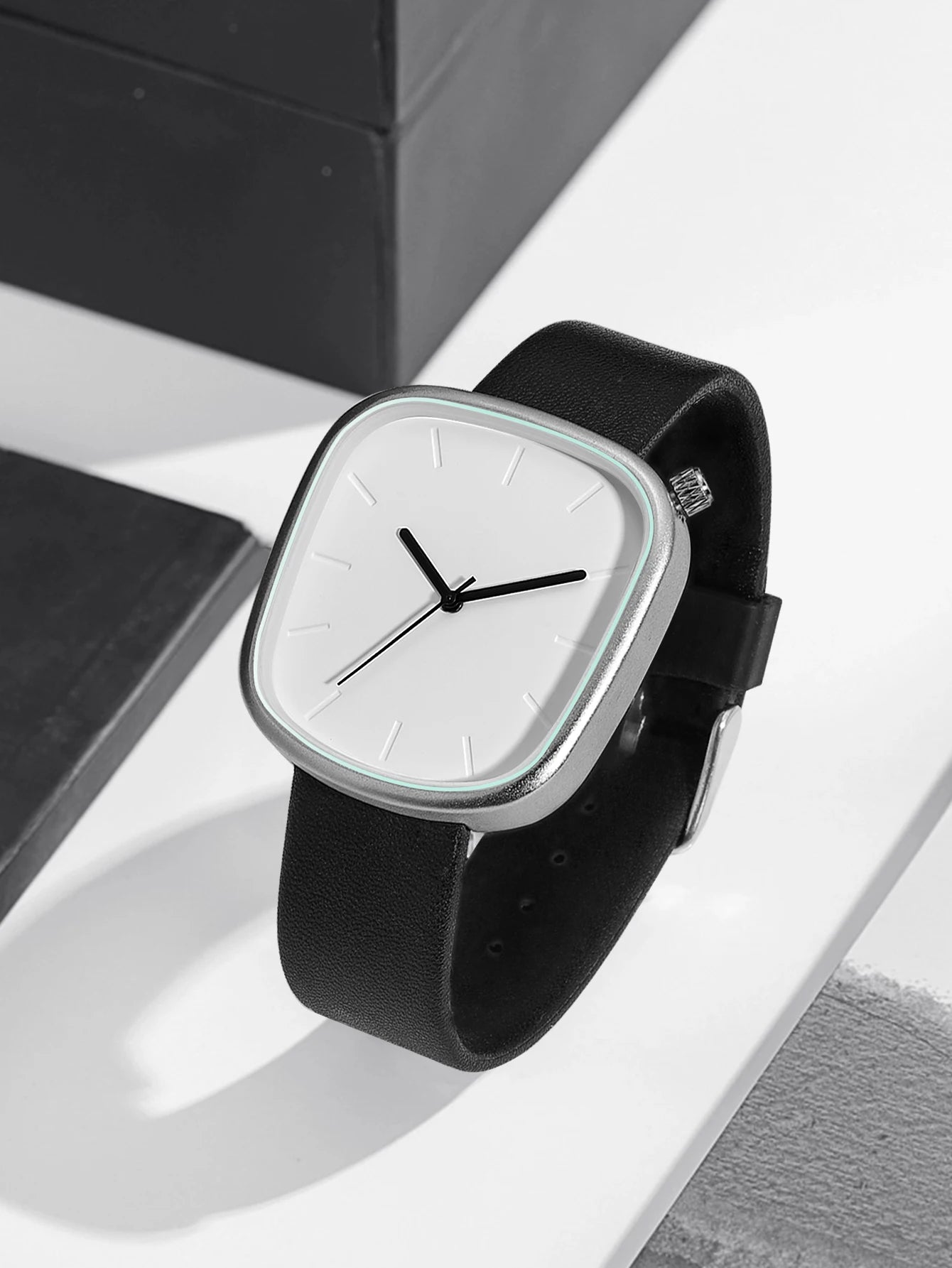 TOMI Relógio Minimalista Masculino Moda Versátil Relógio Quadrado Masculino e Feminino Escala Preto e Branco Relógio de Quartzo Premium