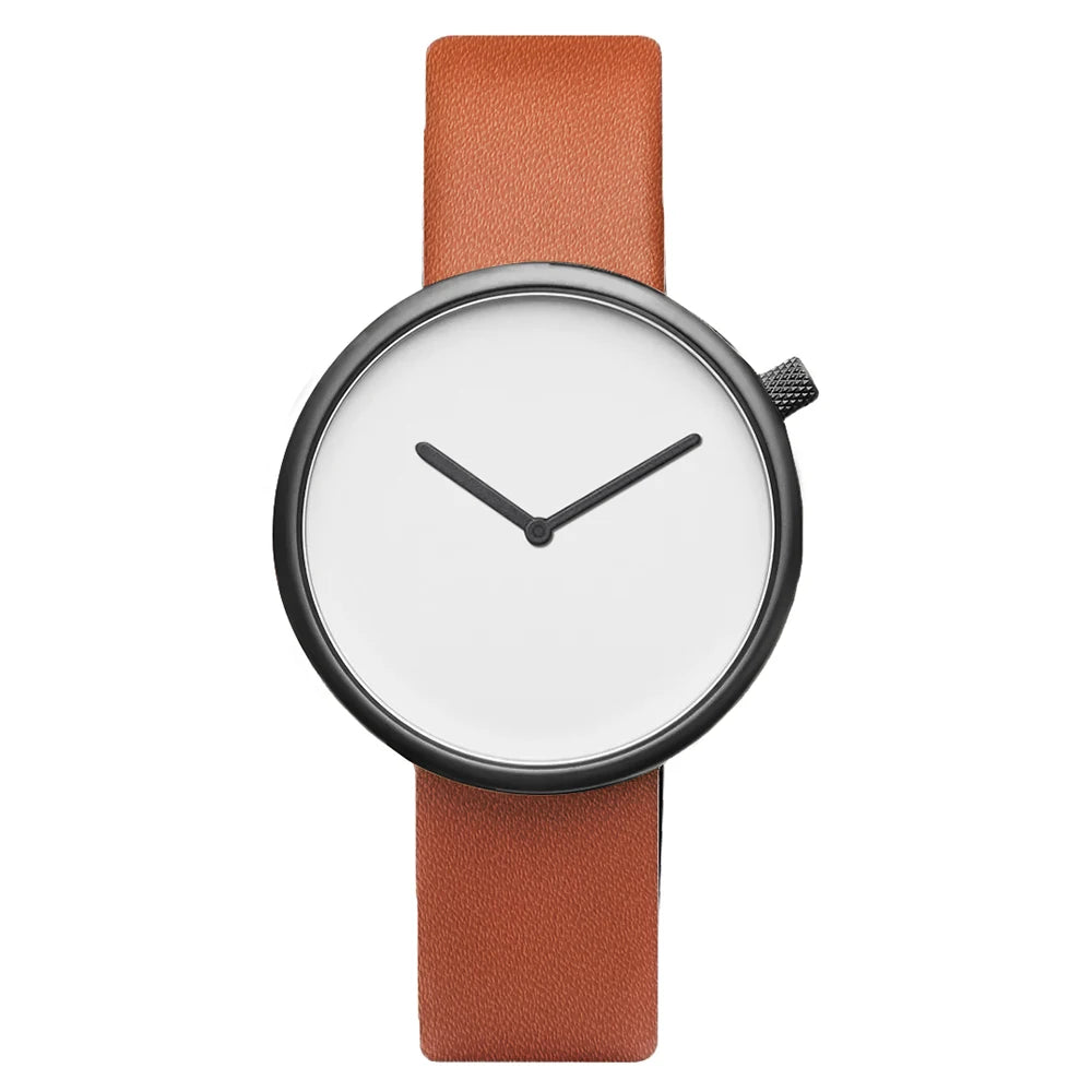 Tomi feminino estilo minimalista relógio de couro feminino pequeno disco scaleless moda relógio minimalista feminino lazer relógio de quartzo