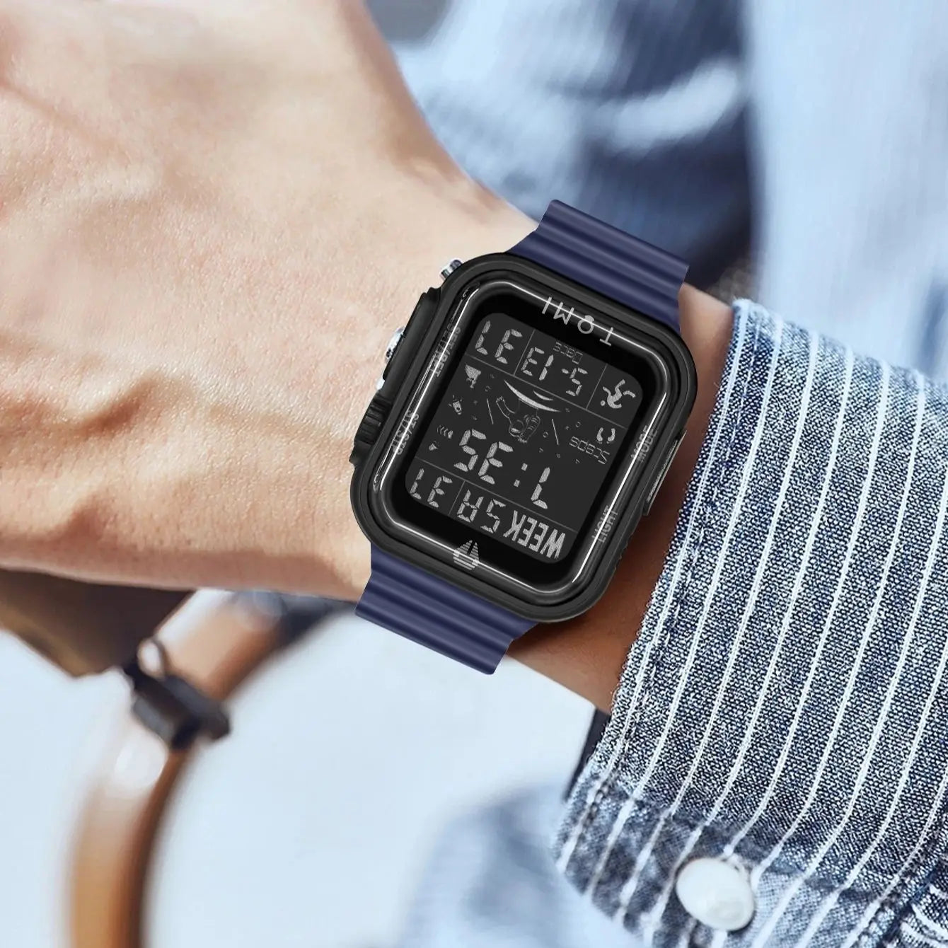 TOMI Pro Mens Smartwatch 1.86 '' AMOLED Tela Sensível Ao Toque Quadrado, Mostrador Obsidian, Data/Tempo/Semana Excluso Design Minimalista Elegante