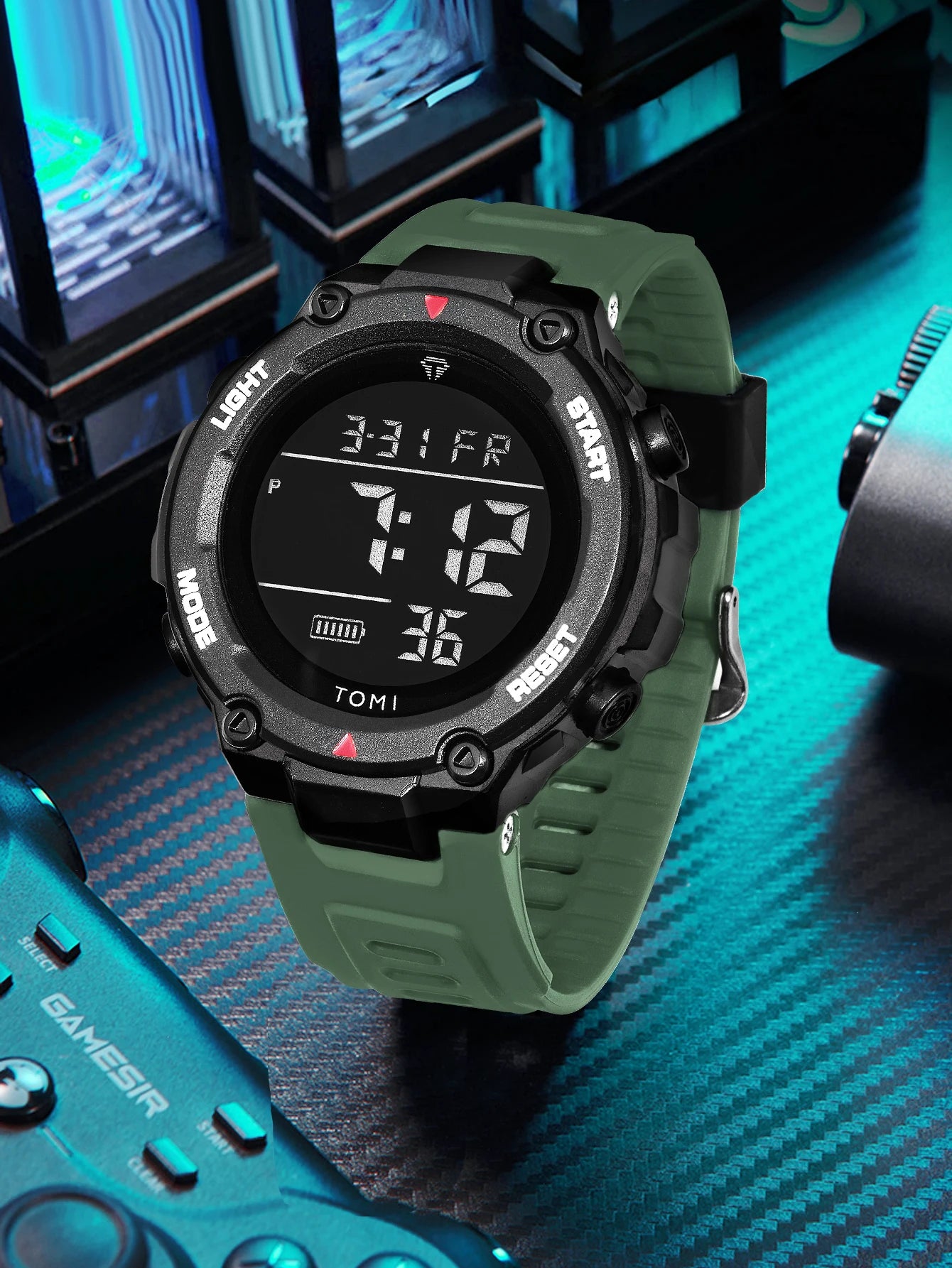 TOMI Relógio Digital Tático Militar Verde Preto 4 Botões Modos Esportivos À Prova de Choque À Prova D 'Água Caminhadas Ao Ar Livre