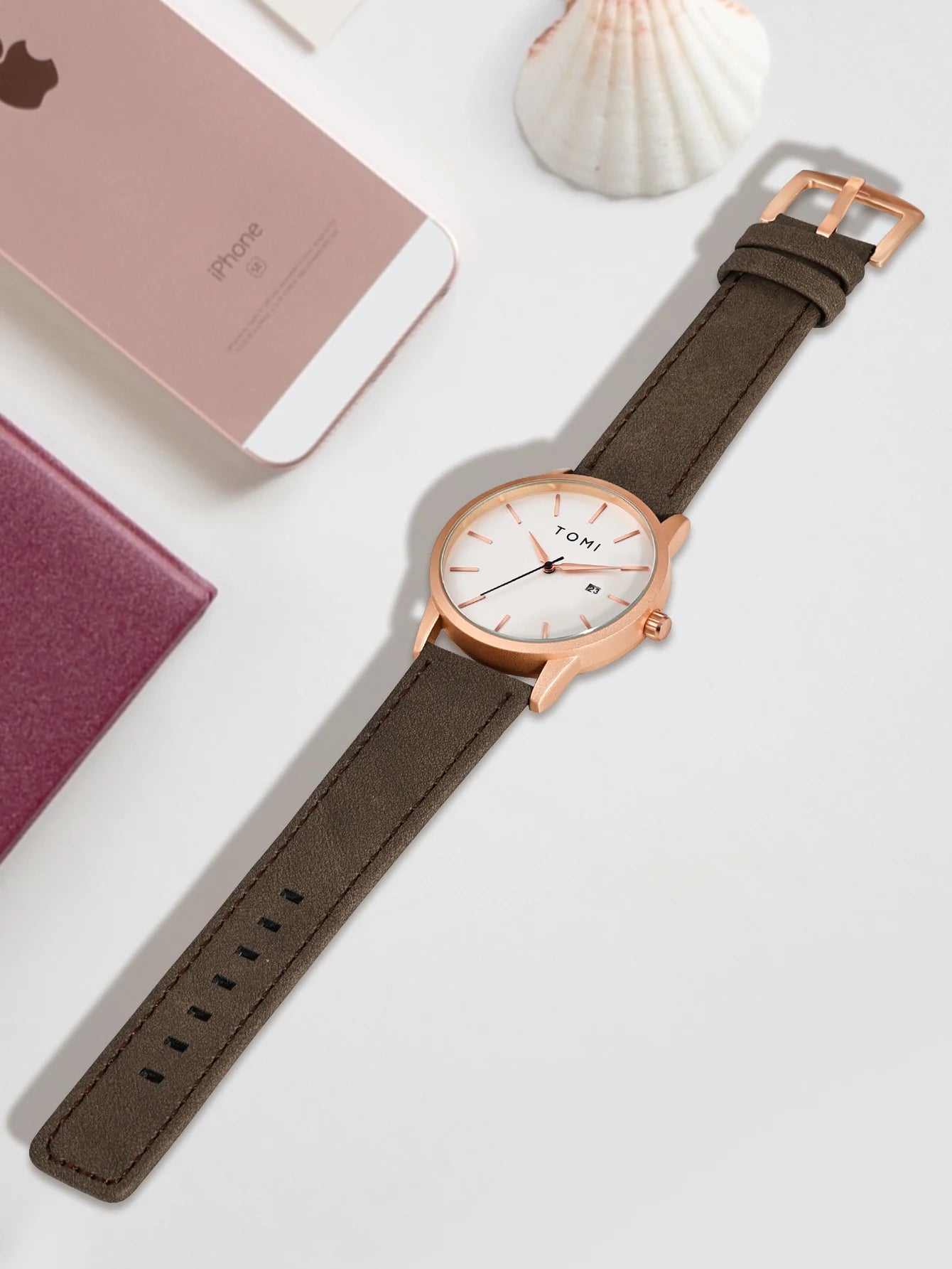 Relógio masculino da moda da marca TOMI luxuoso relógio de quartzo com design de mostrador de disco pequeno