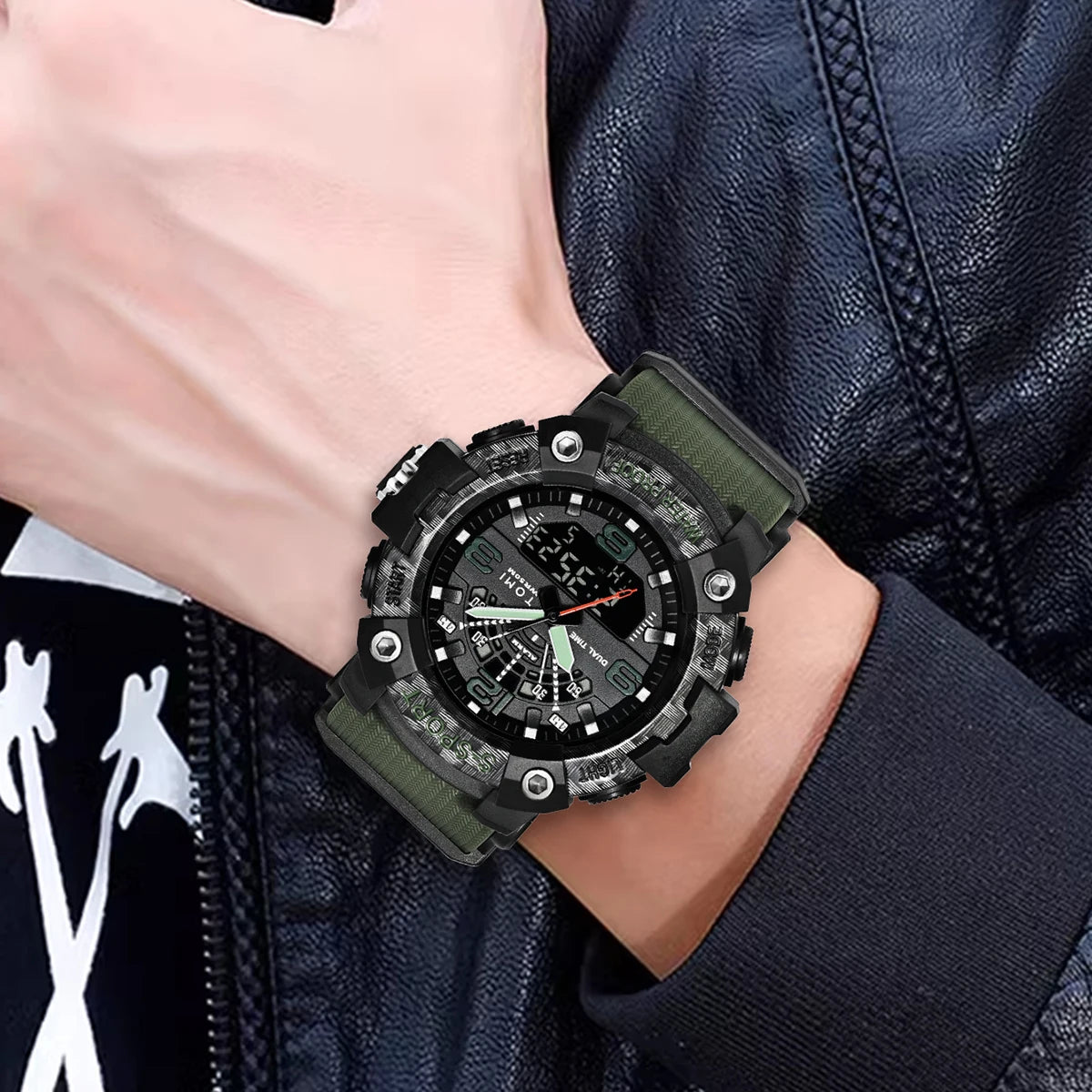 TOMI-Relógio Digital LED à prova d'água masculino, Eletrônico, Multi-funcional, Militar, Esportivo, Presente Infantil, Fitness