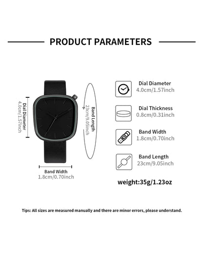 TOMI Relógio Minimalista Masculino Moda Versátil Relógio Quadrado Masculino e Feminino Escala Preto e Branco Relógio de Quartzo Premium