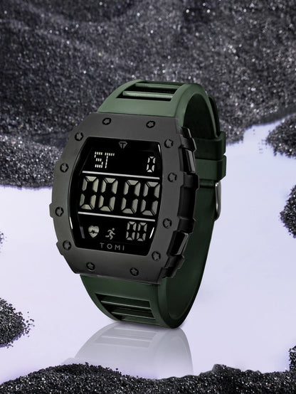 Tomi relógio digital led masculino barril de vinho relógio multifuncional ao ar livre à prova dwaterproof água fitness esportes relógio estudante