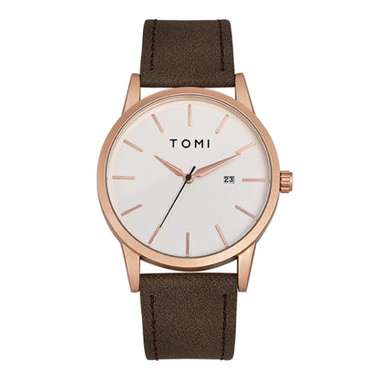 Relógio masculino da moda da marca TOMI luxuoso relógio de quartzo com design de mostrador de disco pequeno
