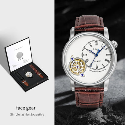 Tomi conjunto caixa de presente luxo e elegante relógio de quartzo masculino calendário de lazer pulseira dupla relógio de quartzo presente do festival