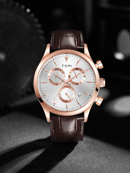 Tomi 4 pçs conjunto de luxo negócios masculino relógio quartzo casual moda versátil relógio abotoaduras masculino gravata clipe relógio festival presente