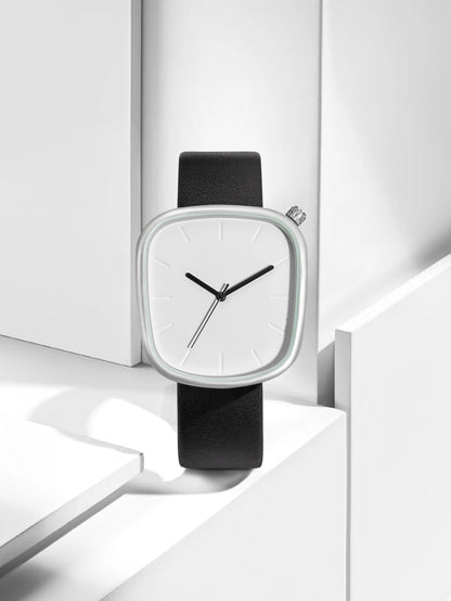 TOMI Relógio Minimalista Masculino Moda Versátil Relógio Quadrado Masculino e Feminino Escala Preto e Branco Relógio de Quartzo Premium