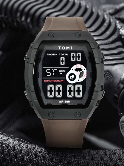 TOMI Esporte Masculino Multi funcional Relógio Esportivo Ao Ar Livre À Prova D 'Água Data Luminosa LED Digital Estudante Relógio Eletrônico