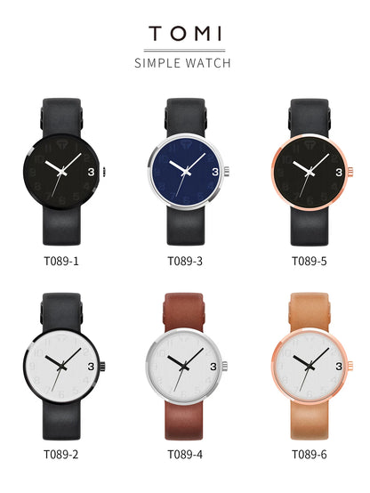 TOMI Relógio Masculino Luxo Cinto Marrom Relógio de Quartzo Masculino e Feminino Lazer Simples Relógio Masculino Presente