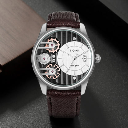 Relógio de quartzo de pulseira destacável TOMI masculino, conjunto combinado caixa presente, luxo e negócios simples, presente Festival
