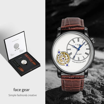 Tomi conjunto caixa de presente luxo e elegante relógio de quartzo masculino calendário de lazer pulseira dupla relógio de quartzo presente do festival