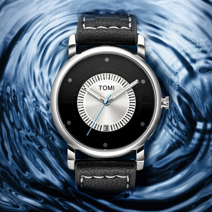 TOMI Relógio Masculino Minimalista Couro Preto Moda Minimalista Relógio de Quartzo Masculino Premium Business Quartz Watch