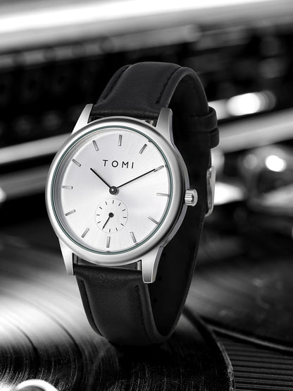 TOMI Fashion Masculino Relógio de quartzo com meio cinto de dois pinos casual e minimalista masculino