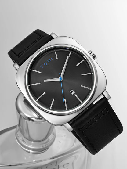 Tomi 2 pçs masculino casual moda relógio óculos conjunto de presente clássico simples caso quadrado relógio de quartzo masculino conjunto de presente reloj